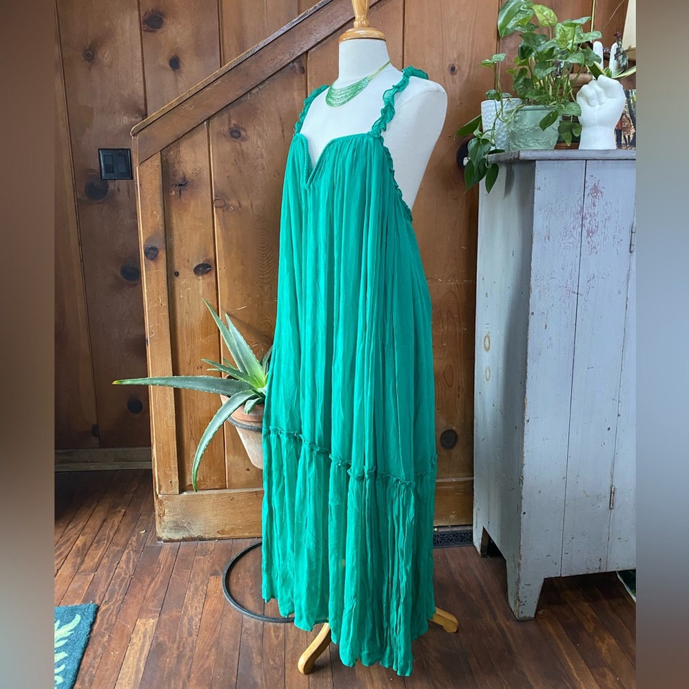Anthropologie Long Sheer Overlay Formal Dress NWT